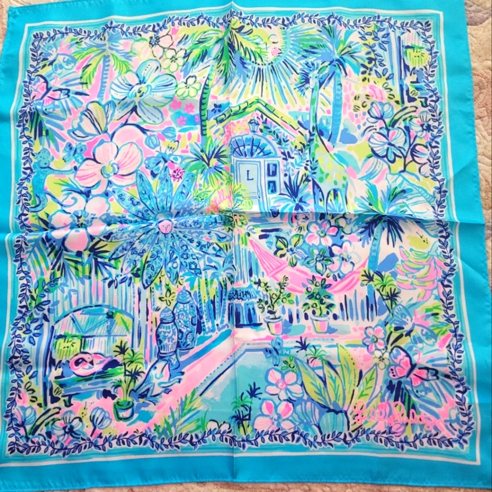 Nwot Lilly Pulitzer Lilly House Silk Print Scarf
